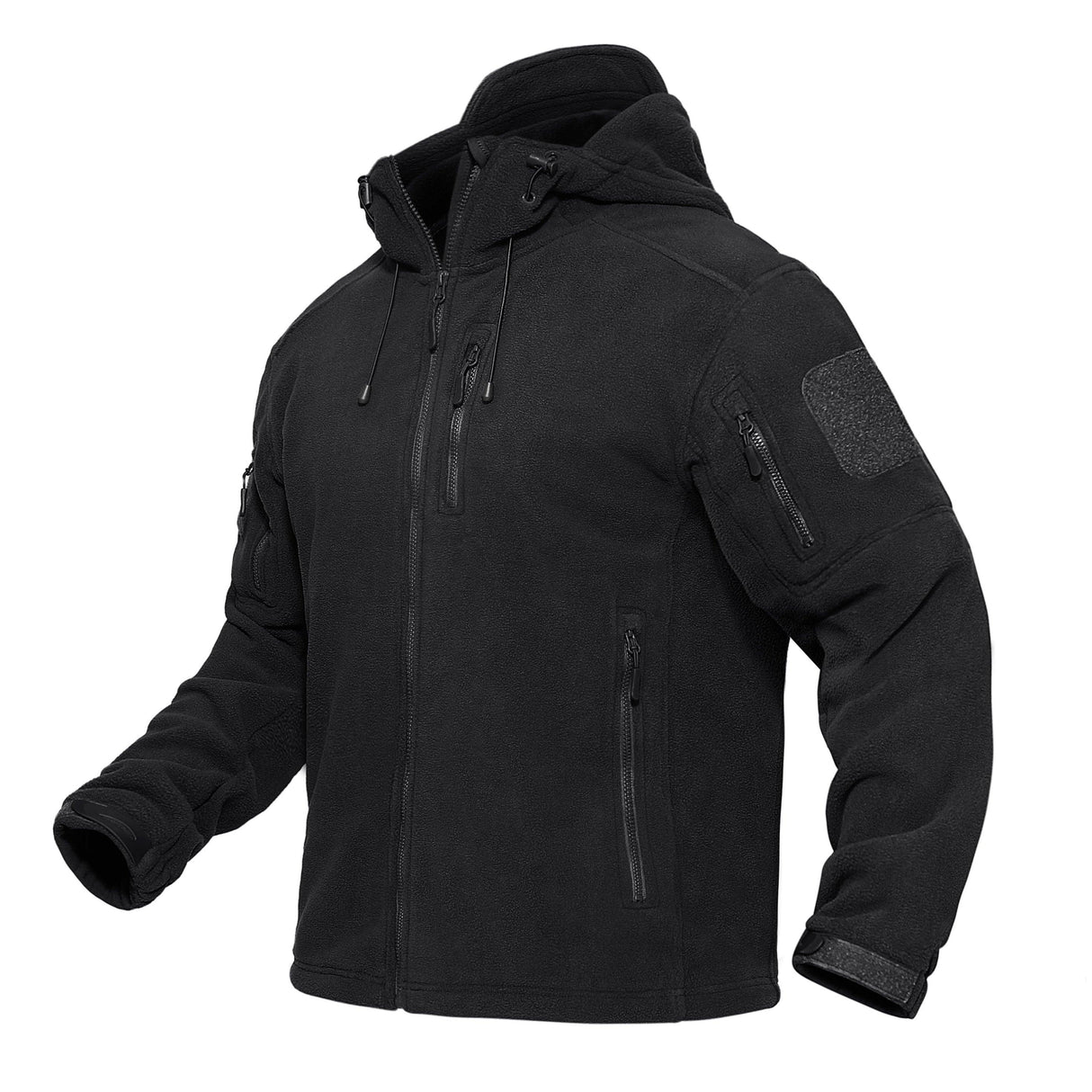 Spring Winter Fleece Jacket With Hood Mens Tactical Waterproof Fleece Jacket Hooded Jacket Mountain Windproof Ski Jackets Windbreaker Winter Warm Snow Coat Outdoor Windproof Soft Work Lightweight Jacket