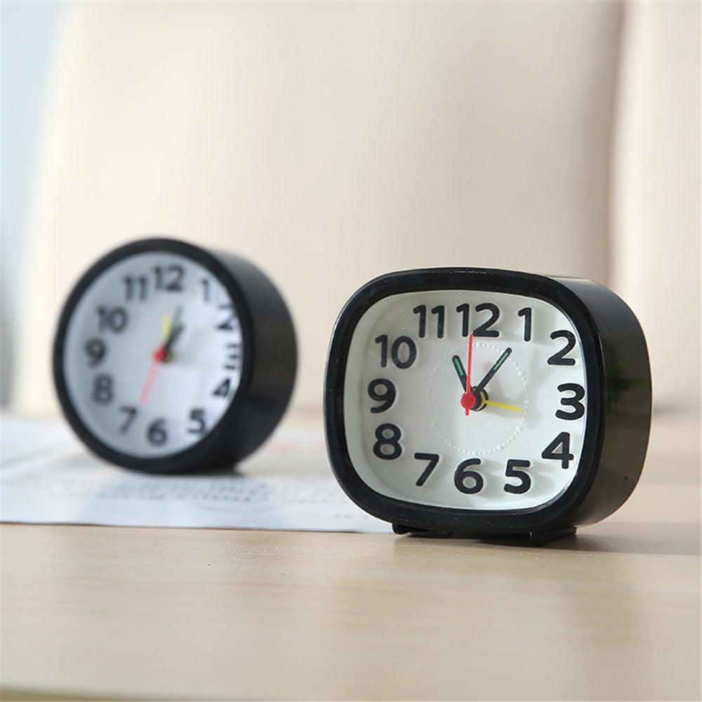 Square Round Small Alarm Clock Snooze Silent Sweeping Wake Up Table Clock Travel Alarm Clock Analog Small Simple Battery Operated Clock Non Ticking Alarm Clock Snooze Light Functions Bedside Table Clock Battery Powered Compact Portable Travel Alarm Clock