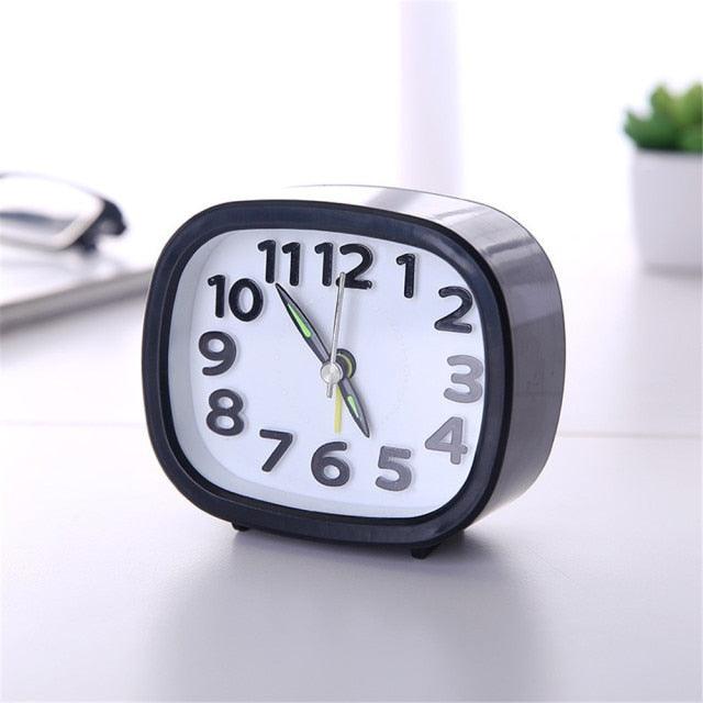 Square Round Small Alarm Clock Snooze Silent Sweeping Wake Up Table Clock Travel Alarm Clock Analog Small Simple Battery Operated Clock Non Ticking Alarm Clock Snooze Light Functions Bedside Table Clock Battery Powered Compact Portable Travel Alarm Clock
