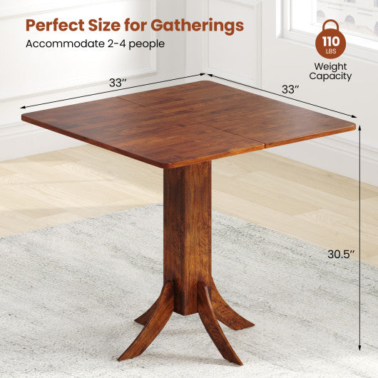 Square Dining Table with Pedestal Base and Rubber Wood Frame-Walnut