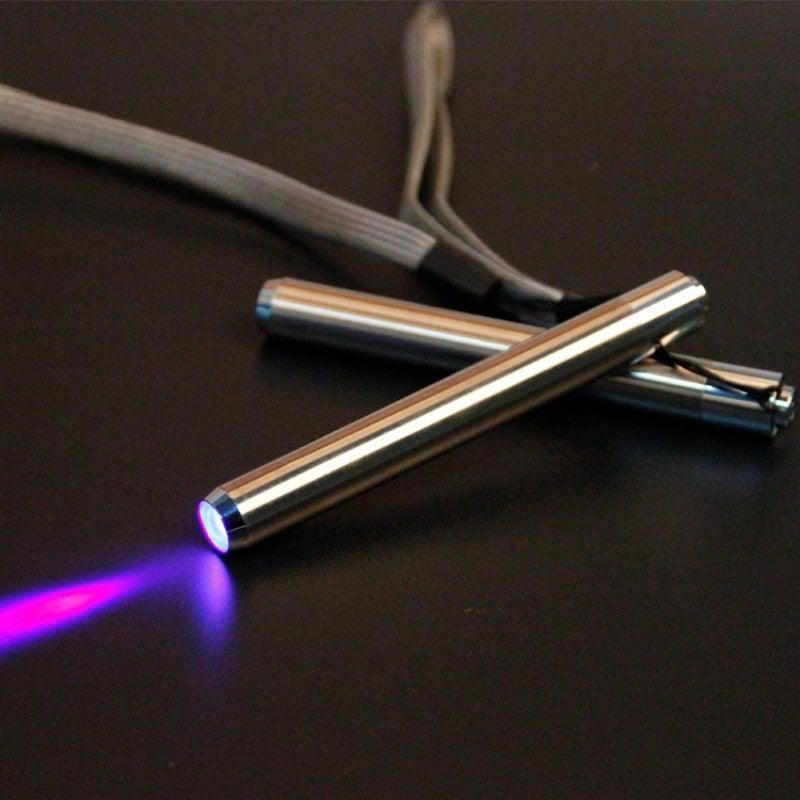 Stainless Steel Mini Pocket UV Black Light Flashlight Led Lamp Portable Flashlight Ultraviolet Pen Lights For Leak Pet Urine Bed Bug Dry Stain & Dye Detector Marker Checker Detection