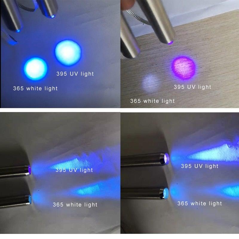 Stainless Steel Mini Pocket UV Black Light Flashlight Led Lamp Portable Flashlight Ultraviolet Pen Lights For Leak Pet Urine Bed Bug Dry Stain & Dye Detector Marker Checker Detection