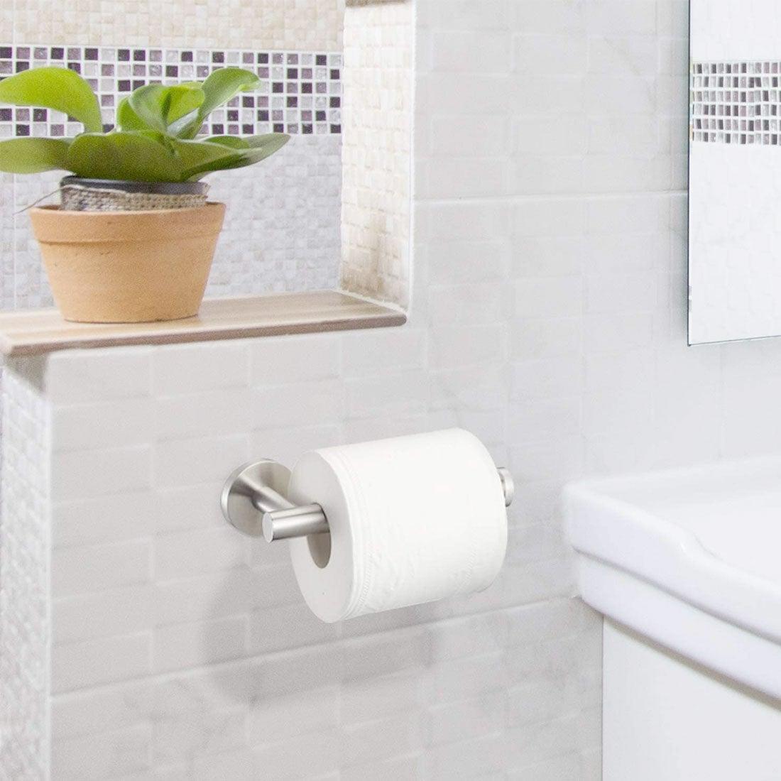 Stainless Steel Nail-free Wall Mounted Toilet Paper Holder Kitchen Tissue Paper Holder Toilet Roll Dispenser For Bathroom Toilet Paper Holder Toilet Paper roll Holder Self Adhesive+Super Glue Stainless Steel No Drilling For Bathroom Bedroom Kitchen