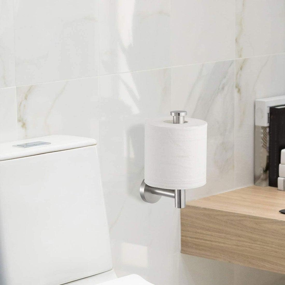 Stainless Steel Nail-free Wall Mounted Toilet Paper Holder Kitchen Tissue Paper Holder Toilet Roll Dispenser For Bathroom Toilet Paper Holder Toilet Paper roll Holder Self Adhesive+Super Glue Stainless Steel No Drilling For Bathroom Bedroom Kitchen