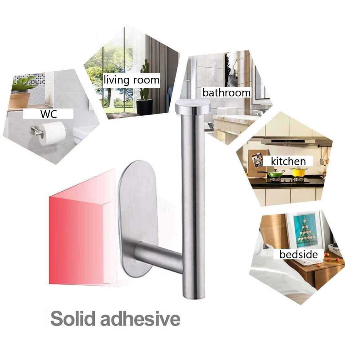 Stainless Steel Nail-free Wall Mounted Toilet Paper Holder Kitchen Tissue Paper Holder Toilet Roll Dispenser For Bathroom Toilet Paper Holder Toilet Paper roll Holder Self Adhesive+Super Glue Stainless Steel No Drilling For Bathroom Bedroom Kitchen