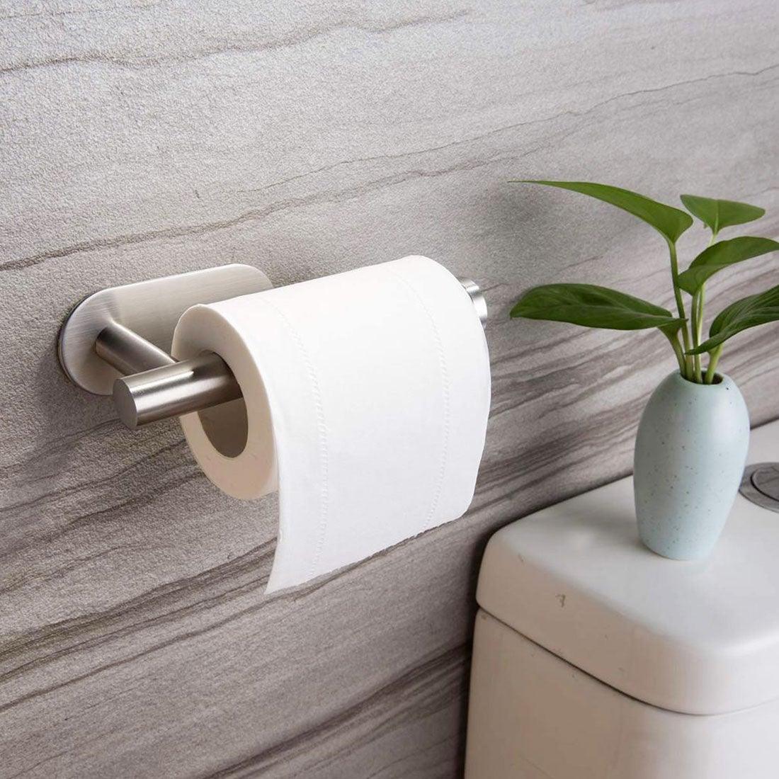 Stainless Steel Nail-free Wall Mounted Toilet Paper Holder Kitchen Tissue Paper Holder Toilet Roll Dispenser For Bathroom Toilet Paper Holder Toilet Paper roll Holder Self Adhesive+Super Glue Stainless Steel No Drilling For Bathroom Bedroom Kitchen