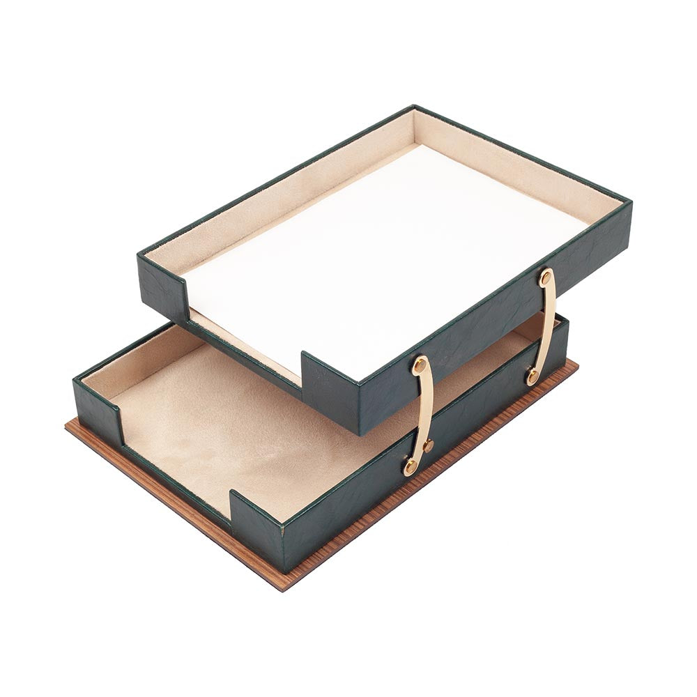 MOOG Star Wooden Leather Double Document Tray