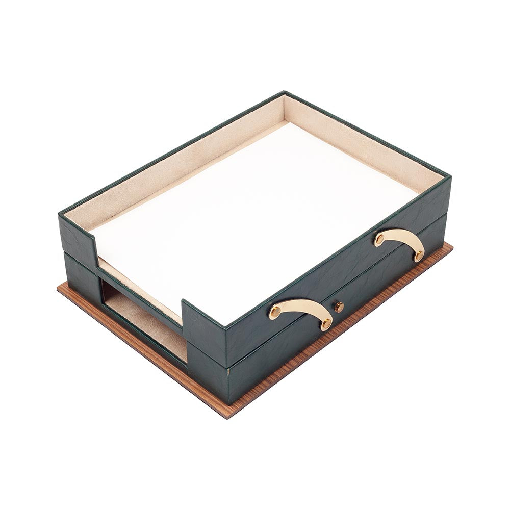 MOOG Star Wooden Leather Double Document Tray