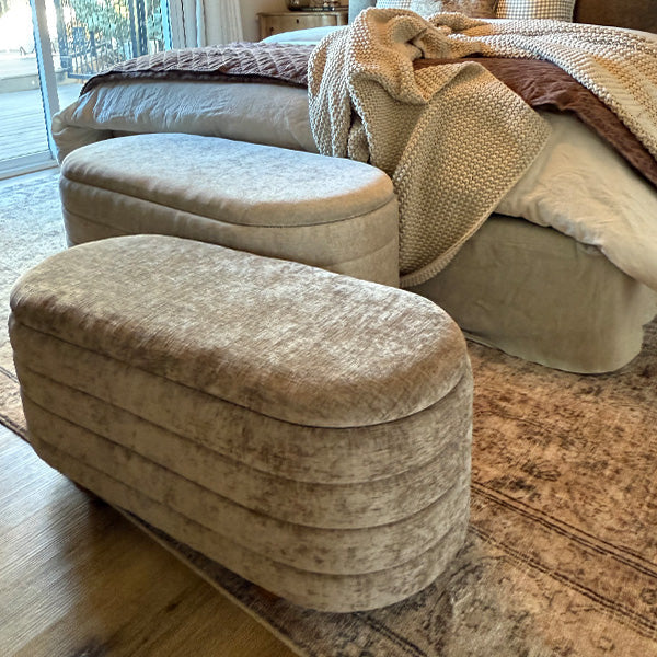 Upholstered Nesting Storage Bench, Set of 2