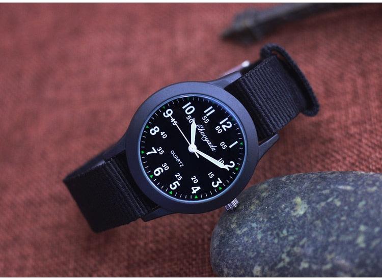 Students Learning Time Quartz Watches Girls Water Resistant Gifts Clock Kids Canvas Fashion Wristwatches Dark Watches For Men Waterproof Field Outdoor Sport Mens Wristwatch With Nylon Band