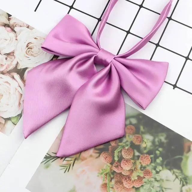 Stylish Colorful Women‘s Shirts Bowtie Ladies Girl School Wedding Party Bowtie For Women Adjustable Pre-tied Solid Color Handmade Bowties for Women