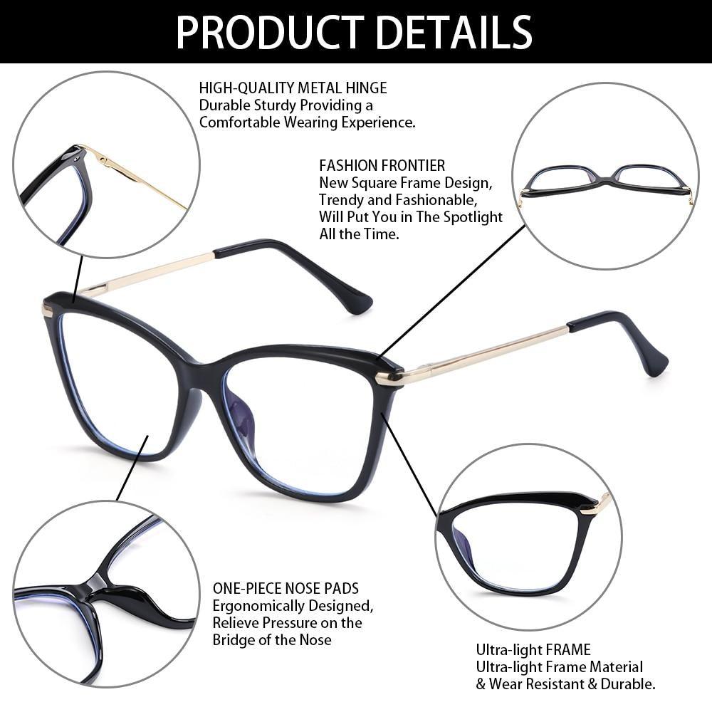 Stylish Eyeglasses Glasses Clear Lens Blue Light Blocking Glasses Women Men Fashion Cat Eye Glasses Computer Gaming Eyeglasses Eye Protection Eyewear