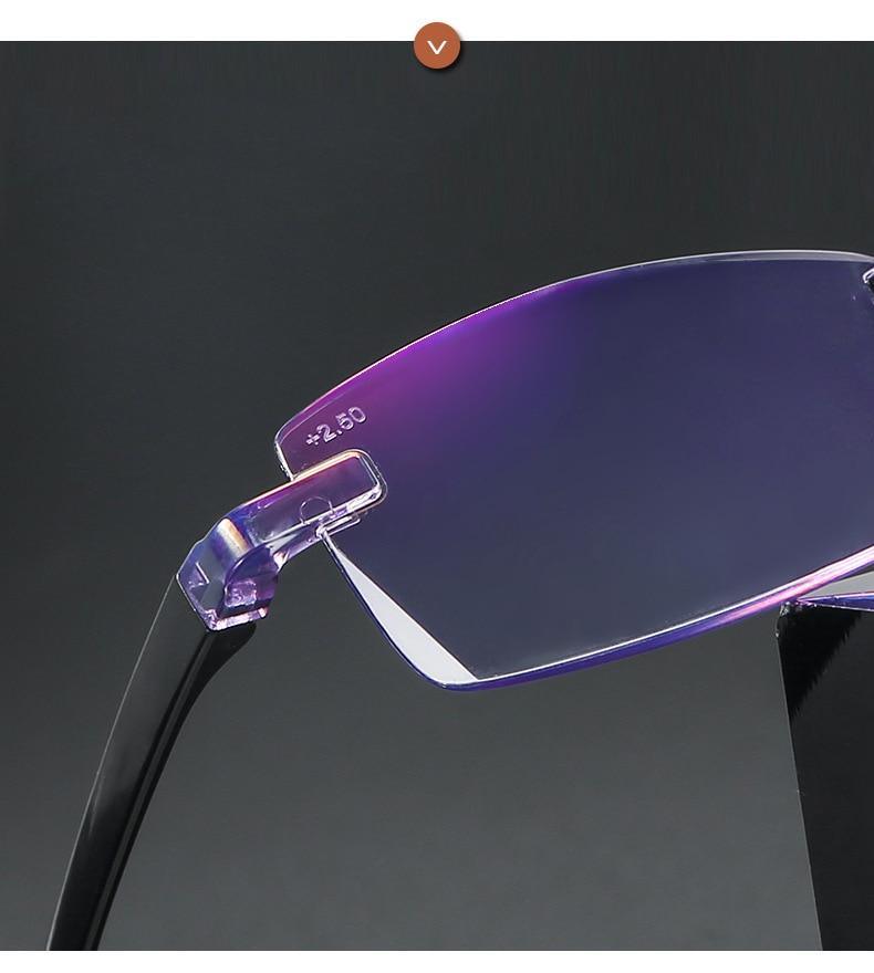 Stylish Fashionable Blue Light Blocking Rimless Reading Glasses Women Men Simple Modern Square Frameless Diopters Glasses Frameless Reading Glasses Blue Light Blocking Rimless Computer Reader Lightweight Anti Glare Filter Eyeglasses