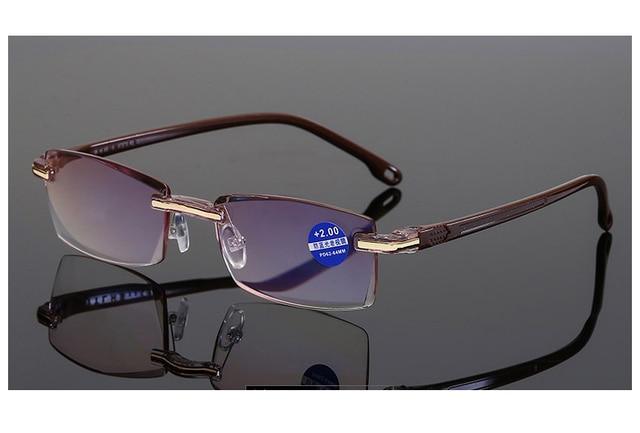 Stylish Fashionable Blue Light Blocking Rimless Reading Glasses Women Men Simple Modern Square Frameless Diopters Glasses Frameless Reading Glasses Blue Light Blocking Rimless Computer Reader Lightweight Anti Glare Filter Eyeglasses