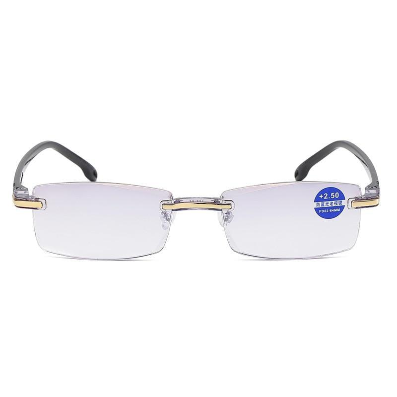 Stylish Fashionable Blue Light Blocking Rimless Reading Glasses Women Men Simple Modern Square Frameless Diopters Glasses Frameless Reading Glasses Blue Light Blocking Rimless Computer Reader Lightweight Anti Glare Filter Eyeglasses