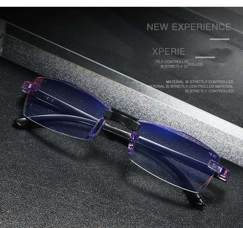 Stylish Fashionable Blue Light Blocking Rimless Reading Glasses Women Men Simple Modern Square Frameless Diopters Glasses Frameless Reading Glasses Blue Light Blocking Rimless Computer Reader Lightweight Anti Glare Filter Eyeglasses