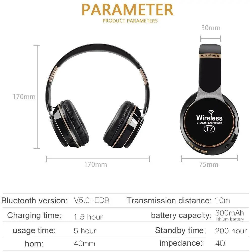 Stylish Wireless Headphones 3D Stereo Bluetooth Foldable Gaming Headphones With Mic Foldable Lightweight Neckband Headphone For Mobile PC Laptop