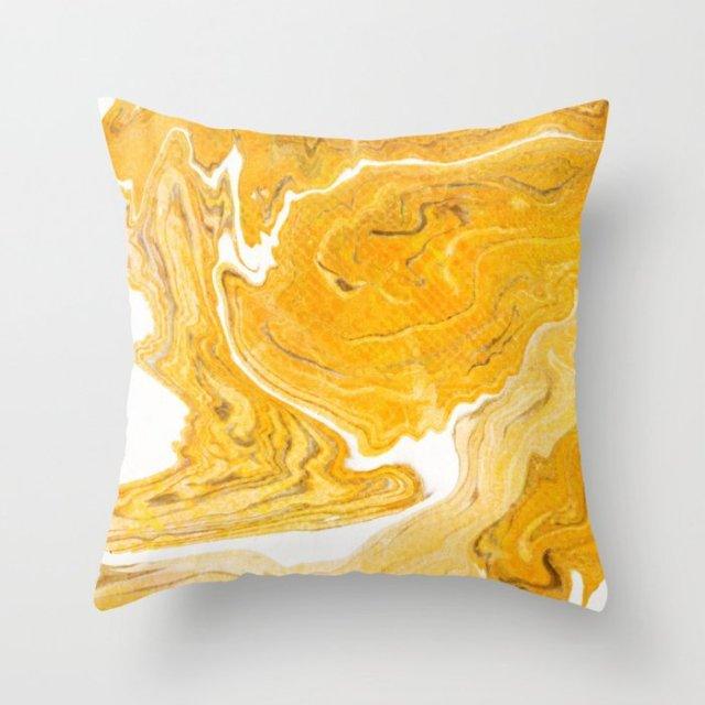 Summer Fashion Fresh Yellow Cute Pillows Case Geometry Yellow Pillow Case Cushion Cover Polyester Pillowcase Floral Cushion Case Modern Decorative Pillows For Bed Sofa Couch 45x45CM