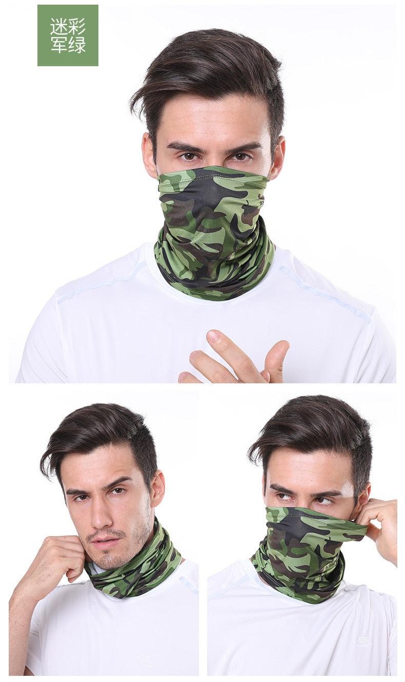 Summer Men Women Camouflage Bandana Half Face Mask Neck Gaiter Cover Face Scarf Cycling Hunting Fishing Balaclava Scarf Unisex Men Women Bandanas Polyester Breathable Windproof Anti UV Neck Cover Camping Hiking Climbing Face Mask