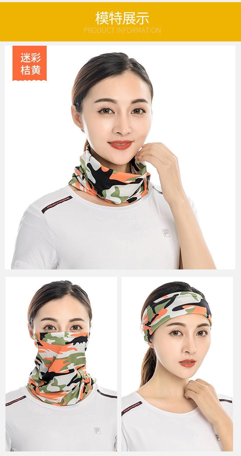 Summer Men Women Camouflage Bandana Half Face Mask Neck Gaiter Cover Face Scarf Cycling Hunting Fishing Balaclava Scarf Unisex Men Women Bandanas Polyester Breathable Windproof Anti UV Neck Cover Camping Hiking Climbing Face Mask