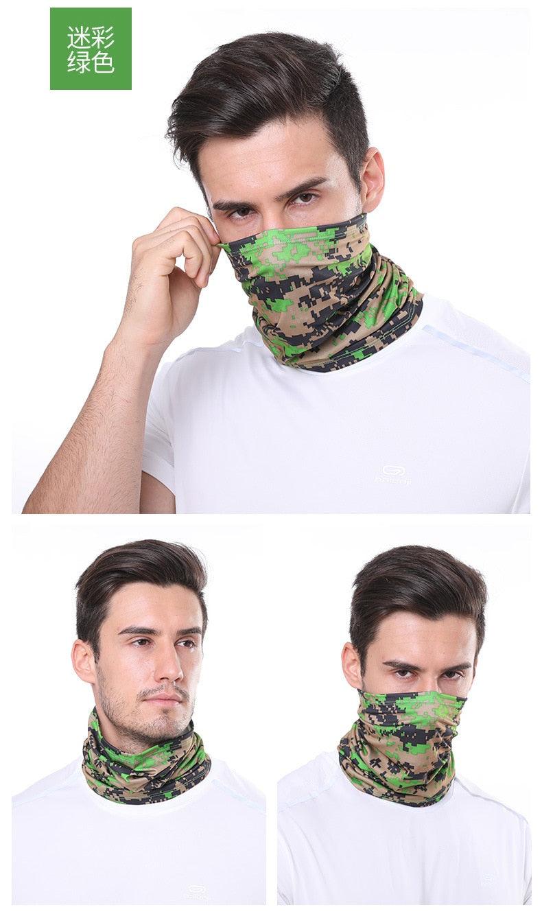 Summer Men Women Camouflage Bandana Half Face Mask Neck Gaiter Cover Face Scarf Cycling Hunting Fishing Balaclava Scarf Unisex Men Women Bandanas Polyester Breathable Windproof Anti UV Neck Cover Camping Hiking Climbing Face Mask