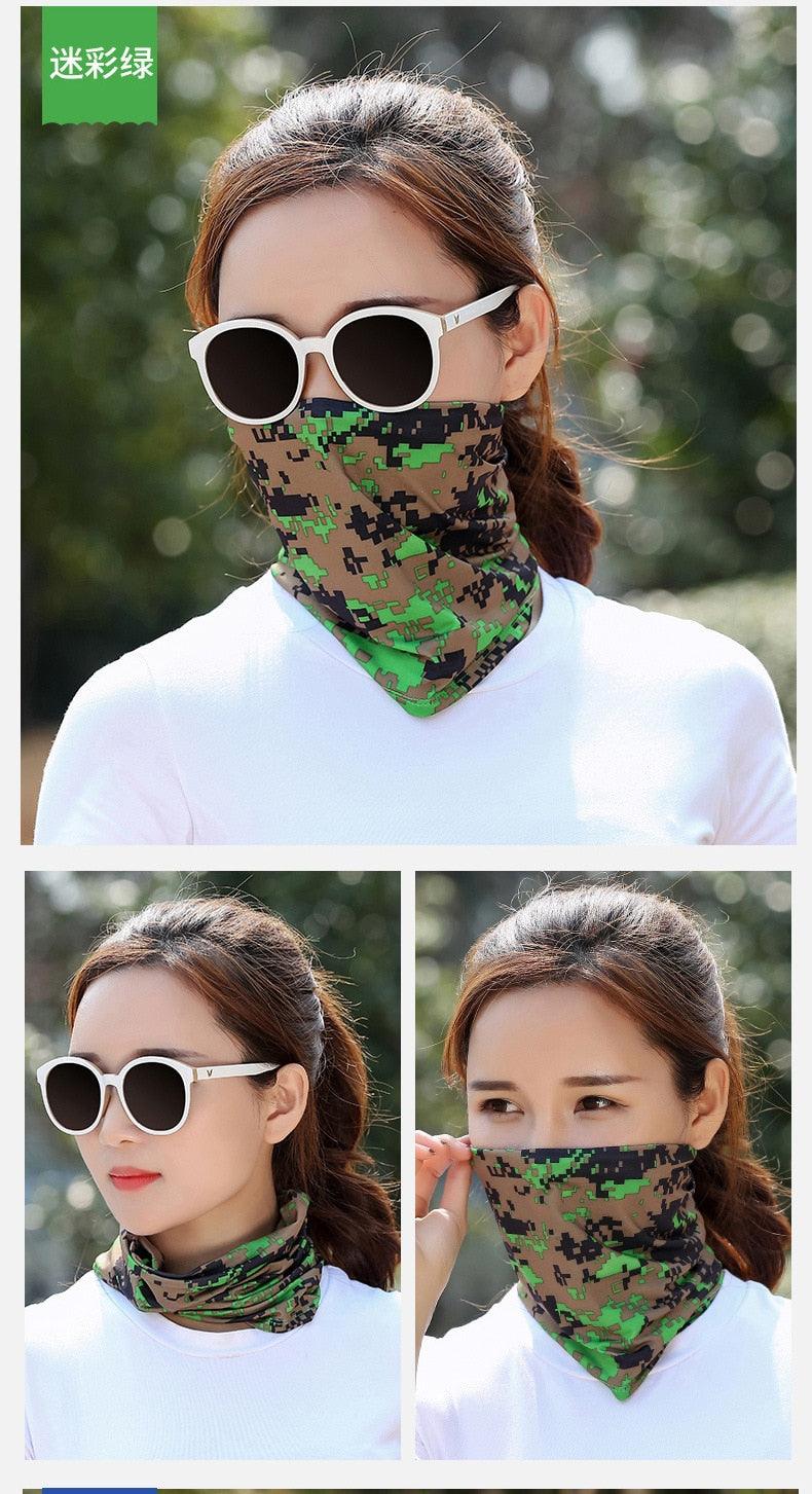 Summer Men Women Camouflage Bandana Half Face Mask Neck Gaiter Cover Face Scarf Cycling Hunting Fishing Balaclava Scarf Unisex Men Women Bandanas Polyester Breathable Windproof Anti UV Neck Cover Camping Hiking Climbing Face Mask