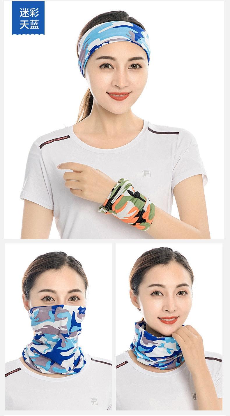 Summer Men Women Camouflage Bandana Half Face Mask Neck Gaiter Cover Face Scarf Cycling Hunting Fishing Balaclava Scarf Unisex Men Women Bandanas Polyester Breathable Windproof Anti UV Neck Cover Camping Hiking Climbing Face Mask