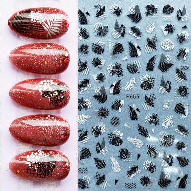 Summer Tropical Beach Coconut Tree Slippers 3D Nail Sticker Leaves Shell Transfer Decals Slider Decoration Manicures Tip Water Transfer Nail Decals Sticker For Pretty Girl Self-Adhesive Nail Decals Designer Nail Stickers for Acrylic