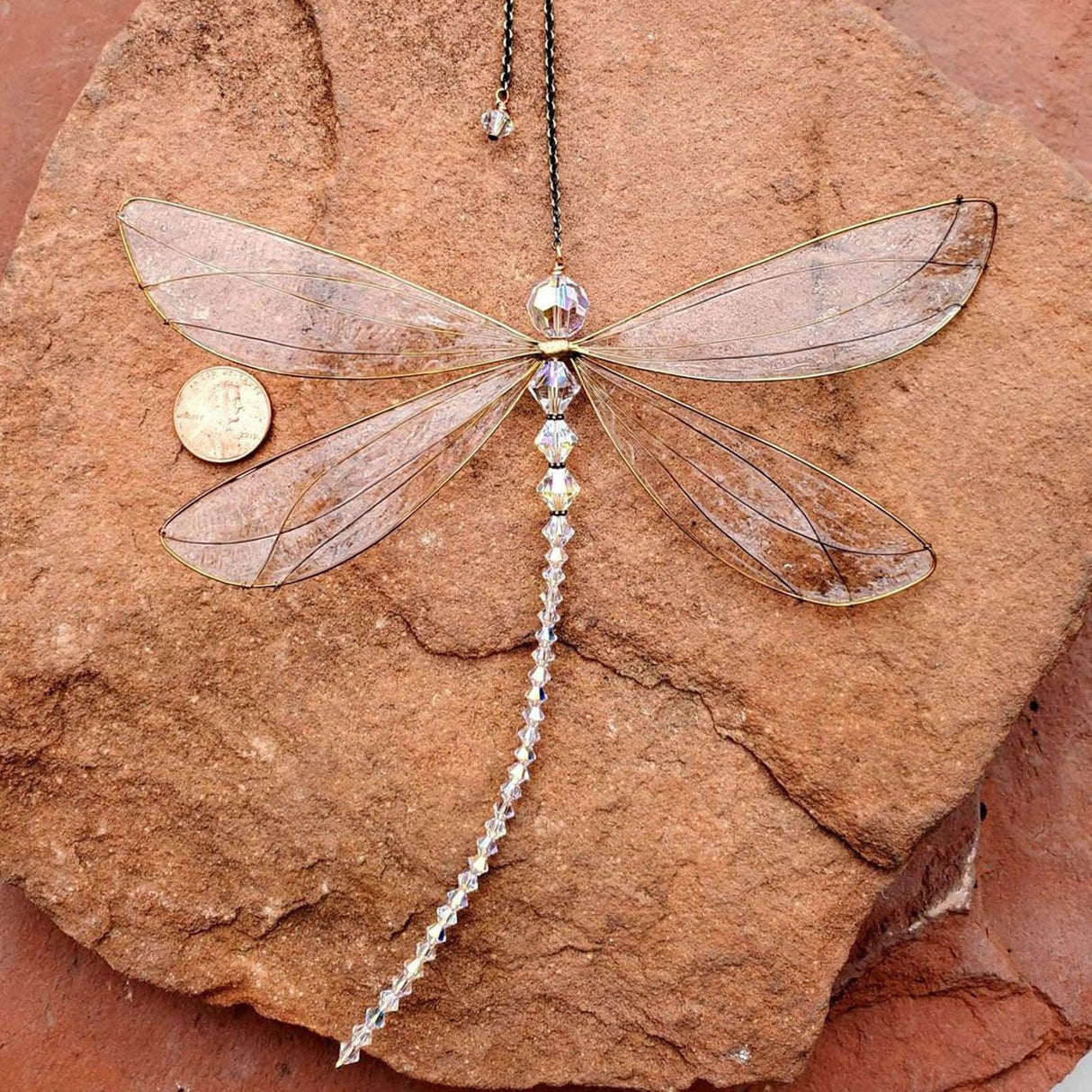 Sun Catcher Ornament Window Crystal Guardian Angel Wing Prism Pendant Rainbow Maker Collection Crystal Dragonflys Sun-catcher Wind Chimes Home Garden Hanging Decor Gifts Photography Prop Festival Decoration