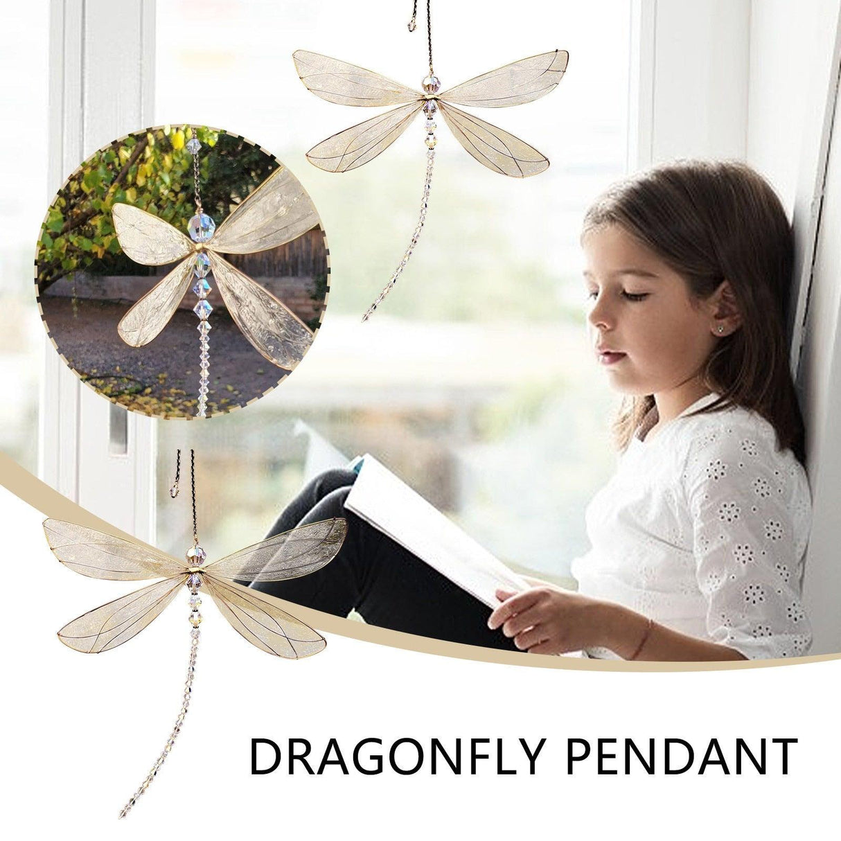 Sun Catcher Ornament Window Crystal Guardian Angel Wing Prism Pendant Rainbow Maker Collection Crystal Dragonflys Sun-catcher Wind Chimes Home Garden Hanging Decor Gifts Photography Prop Festival Decoration
