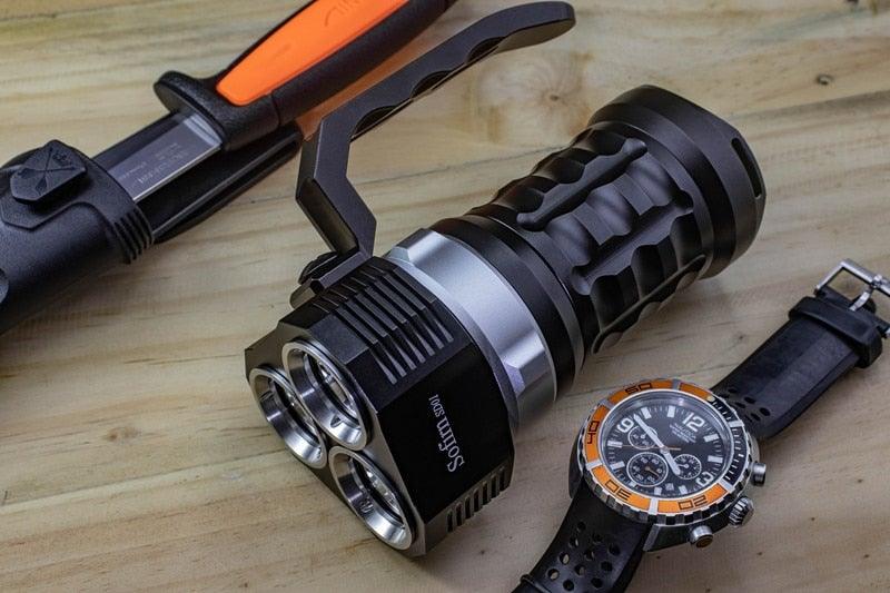 Super Bright High Lumen Underwater and Powerful Waterproof LED Torchlight with Magnetic Control Switch Diving Light Dive Flashlight For Camping Hiking Running Jogging Diving Household Use