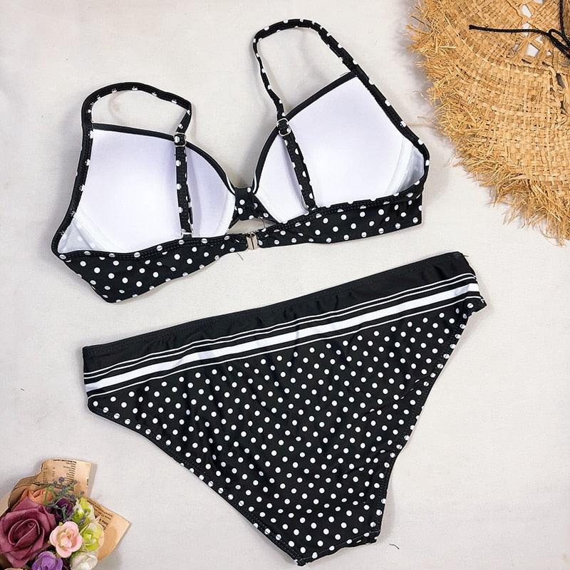 Swimwear Bikinis Swimming Suit For Women Swimsuit Padded Push-up Bikini Set Women Padded Push up Bikini Set Halter Two Piece Cross Top Swimsuit Patchwork Bathing Suit