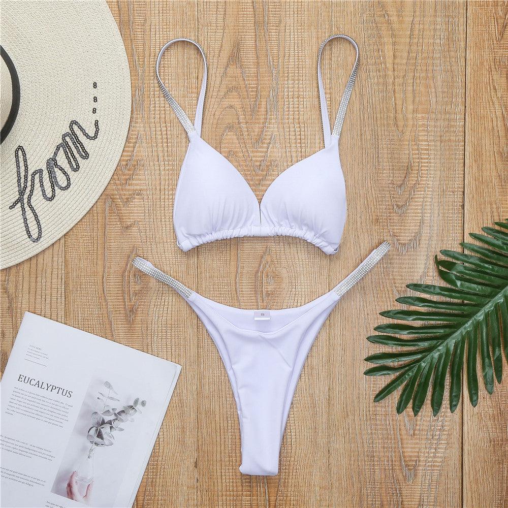 Swimwear Women Micro Bikini Solid Black G-String Swimsuits Bathers Bathing Suit 2 Piece Set Bikinis For Women Bathing Suit Women's Two-Piece Swimwear