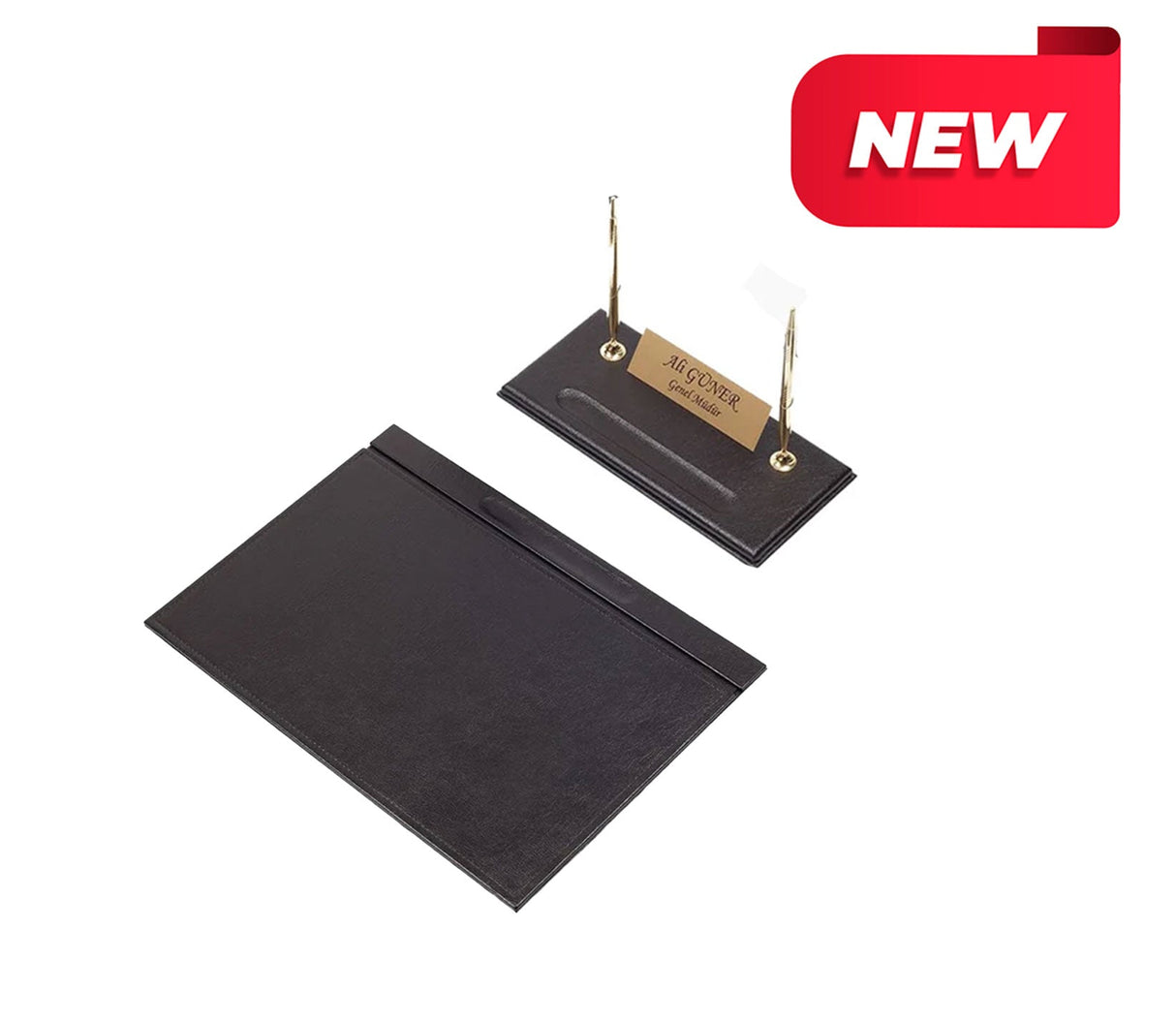 MOOG Leather Desk Set - Brown- 2 PCS