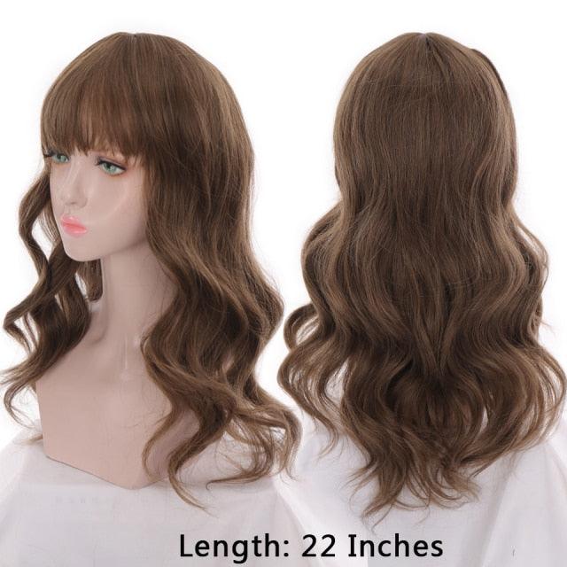 Synthetic Wigs For Women Daily Cosplay Long Water Wave Lolita Wig With Bangs Cold Brown Heat Resistant Hair Bob Wigs For Black Women Cosplay Wigs For Women Gifts for Girlfriends