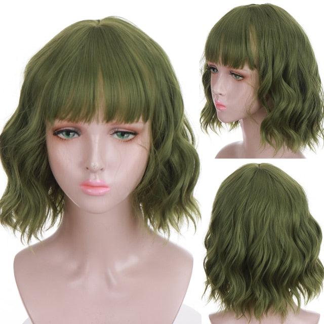 Synthetic Wigs For Women Daily Cosplay Long Water Wave Lolita Wig With Bangs Cold Brown Heat Resistant Hair Bob Wigs For Black Women Cosplay Wigs For Women Gifts for Girlfriends