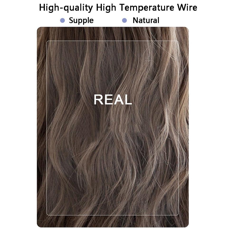 Synthetic Wigs For Women Daily Cosplay Long Water Wave Lolita Wig With Bangs Cold Brown Heat Resistant Hair Bob Wigs For Black Women Cosplay Wigs For Women Gifts for Girlfriends