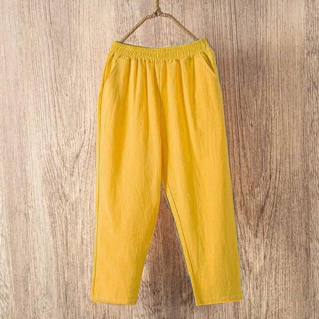Lucyever Casual Cotton Linen Pants Women