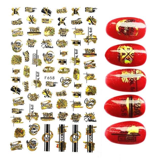 The New 3D Nail Sticker Cool English Letter stickers for nail Foil Love Heart Design Nails Accessories Fashion Manicure Sticker Stickers Girls Manicure Decoration Nail Art Supplies 3D Self-Adhesive Nail Decals Designer Nail Stickers for Acrylic Nails