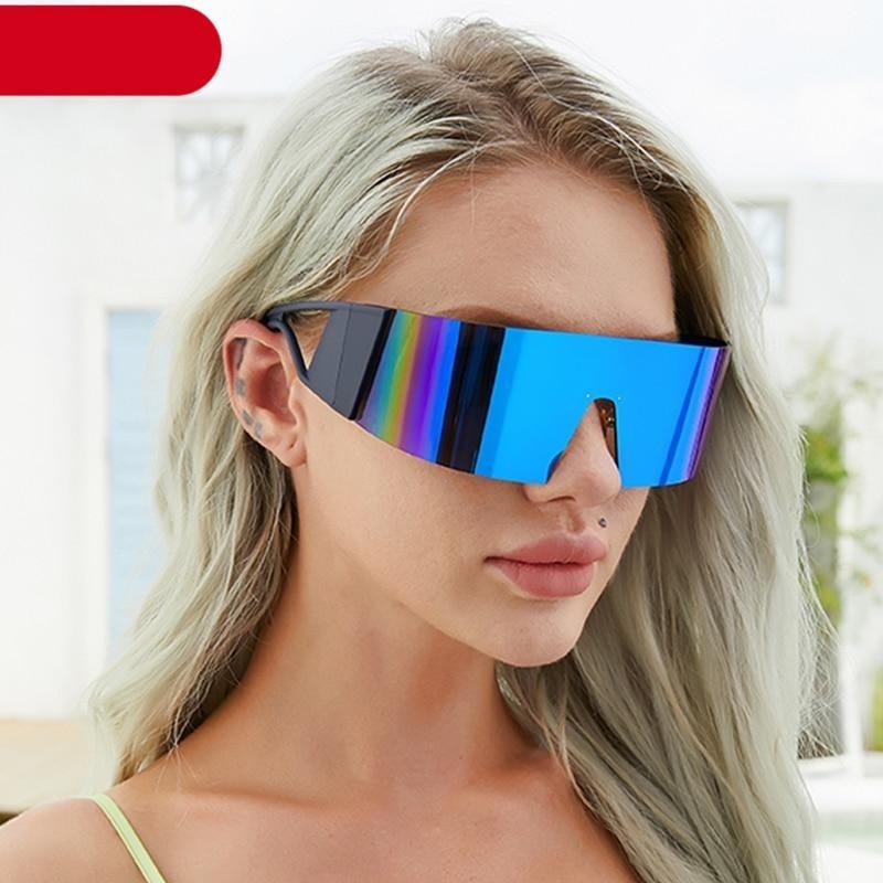 The New Sports Polarized Sunglasses UV400 Outdoor Cycling Glasses Sunglasses For Women & Men New Blue Frame Rimless Rectangle Shape Sun Glasses For Unisex Design New Mirrored Wind Proof Sport Eyeglasses For Sunglasses
