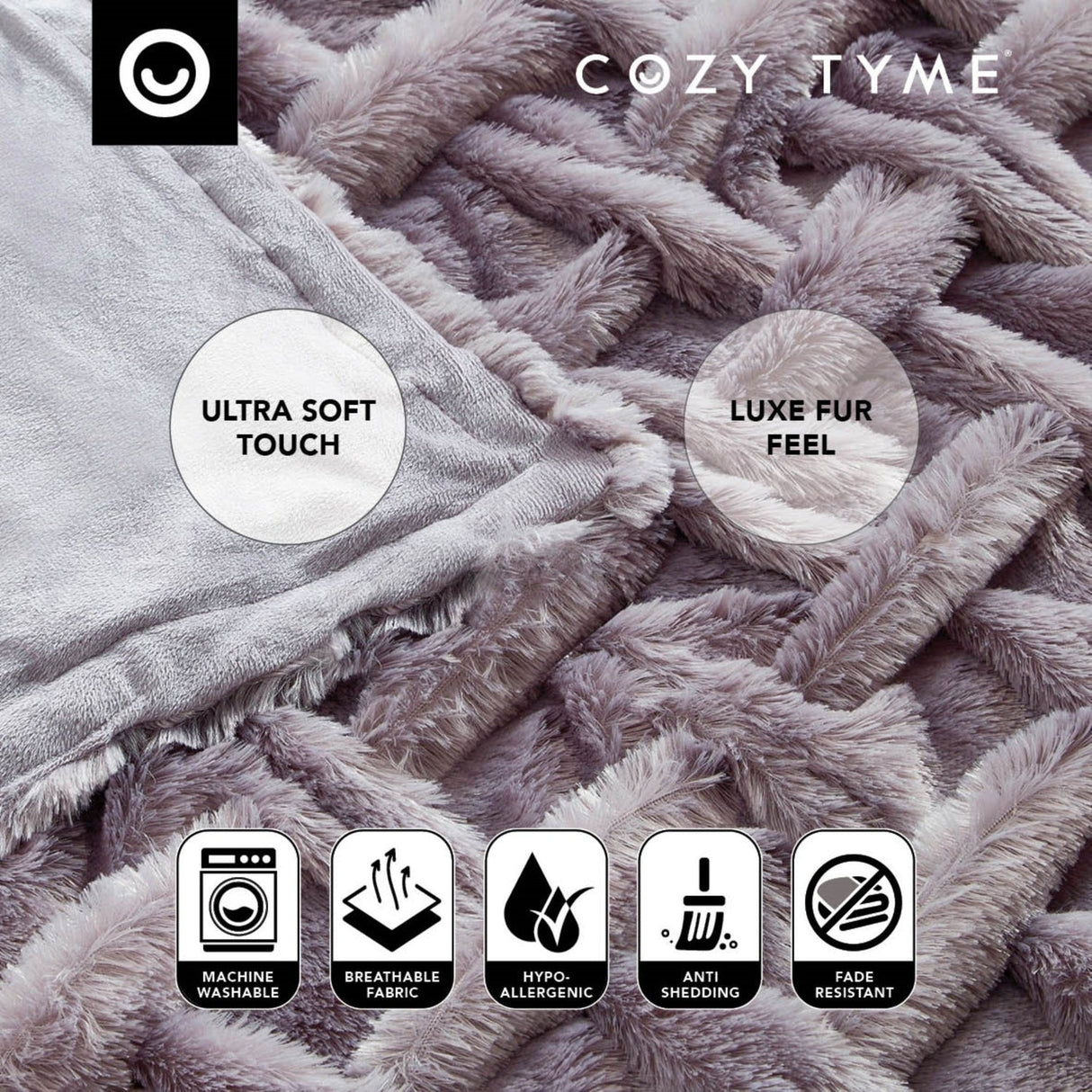 Lmos Stitched Faux Fur Throw