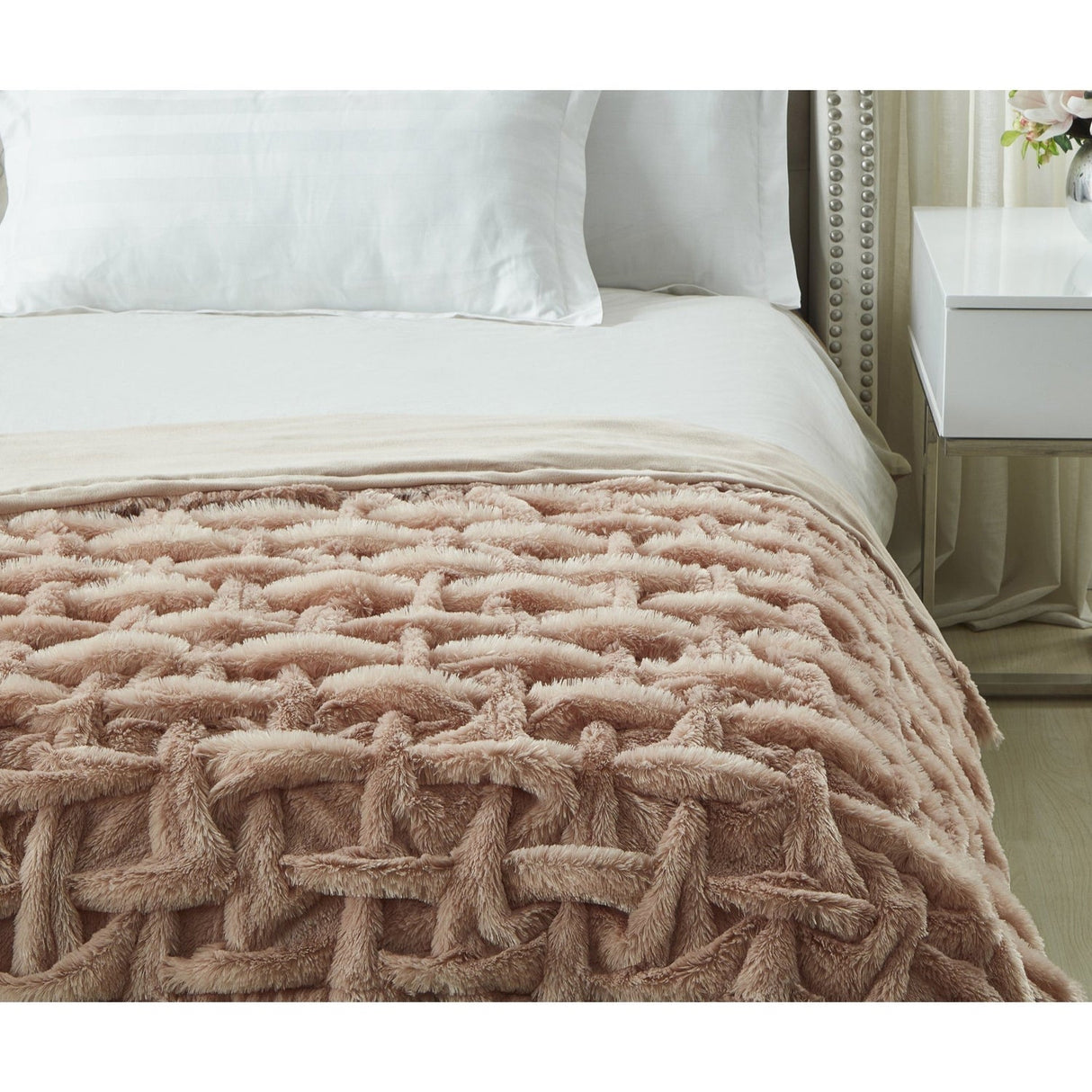 Lmos Stitched Faux Fur Throw