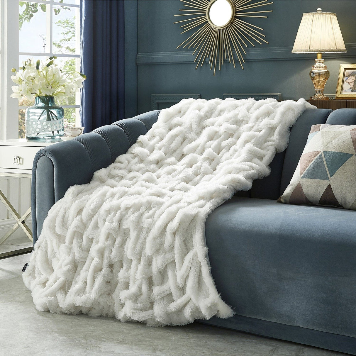 Lmos Stitched Faux Fur Throw