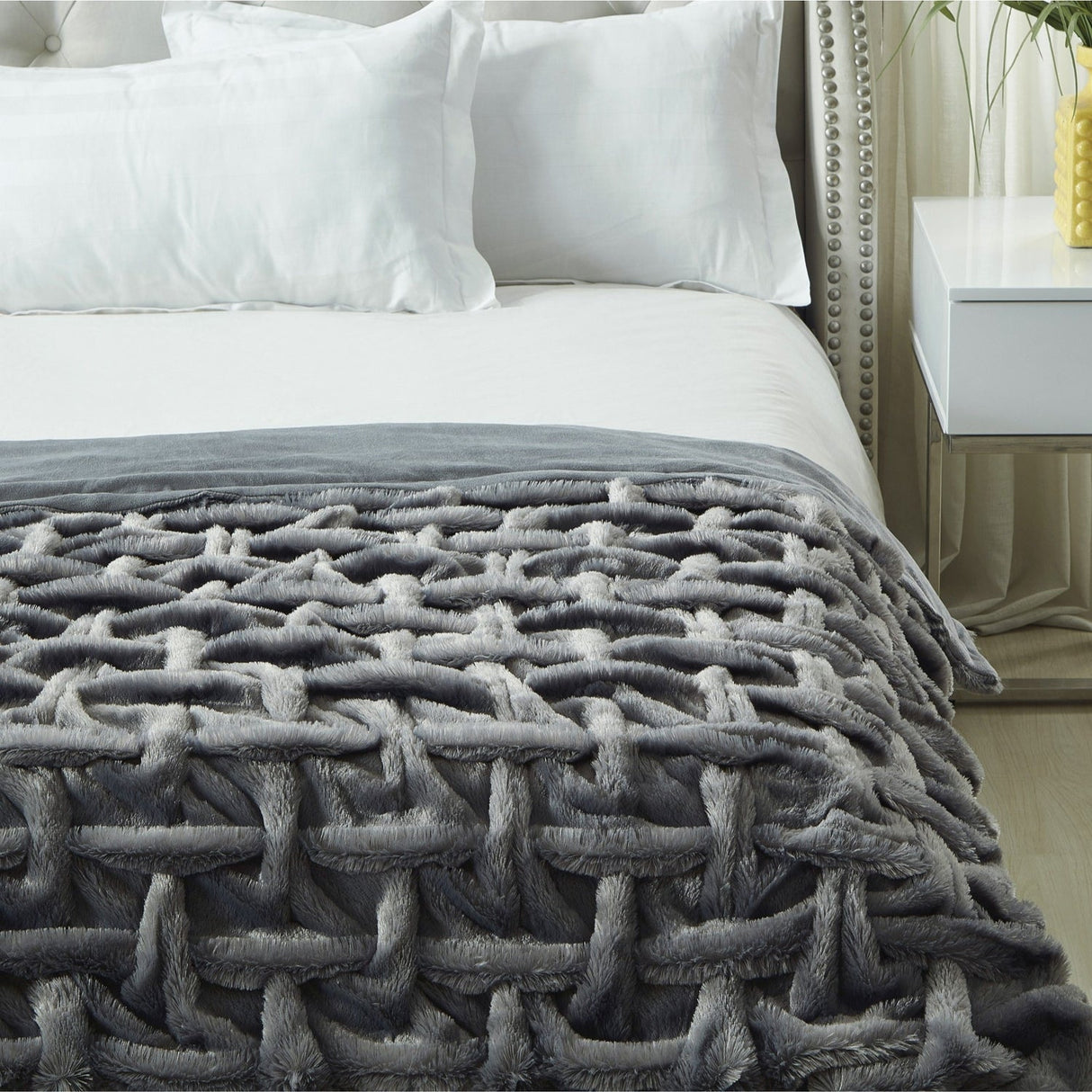 Lmos Stitched Faux Fur Throw