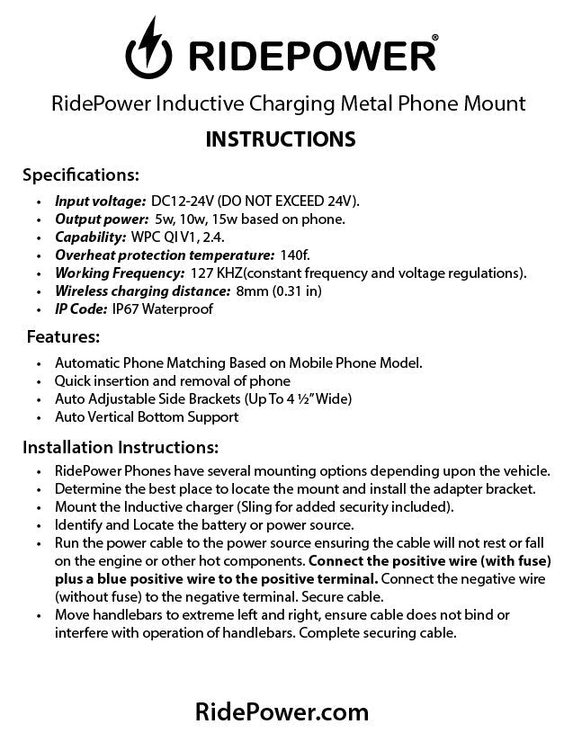 Metal Phone Mount Inductive charging kit - vibration dampening - IP67 rated by GloDea