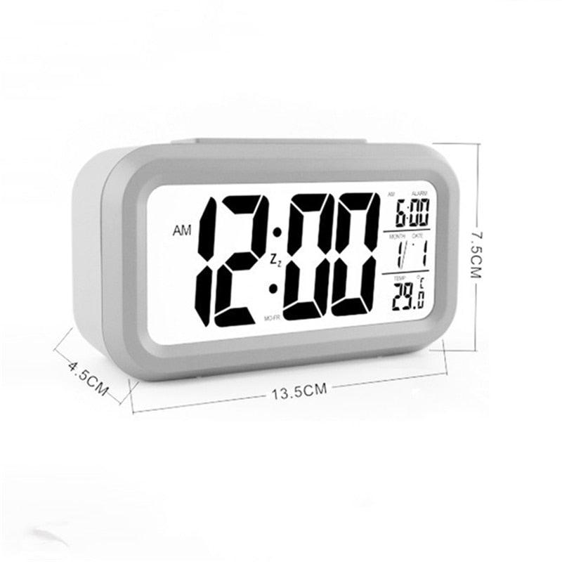 Time and Temperature Digital Table Snooze Alarm Clock LCD Display Bedside Alarm Clock with Snooze Backlight Night Light Date and Temperature Sleep Timer for for Heavy Sleepers Children Wake Up Kids Alarm Clock Night Light for Children Desk Clock