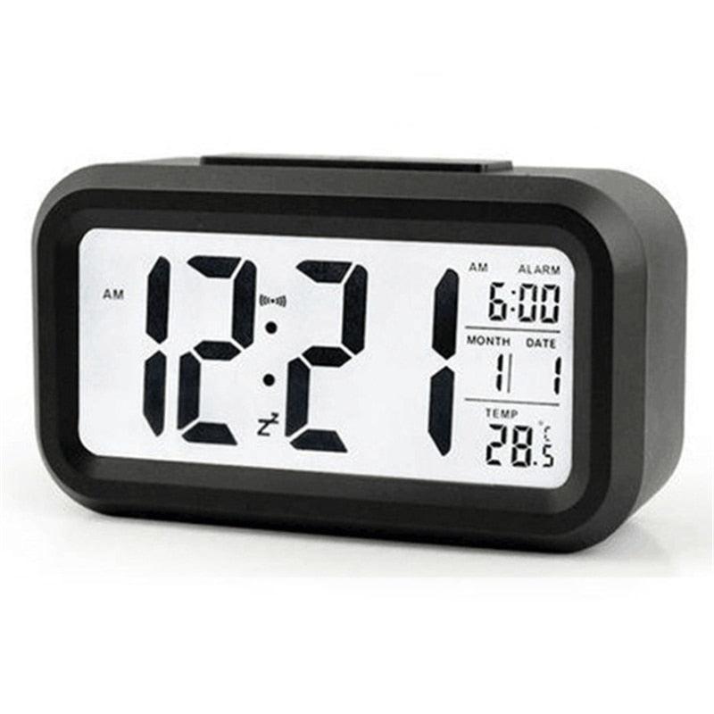 Time and Temperature Digital Table Snooze Alarm Clock LCD Display Bedside Alarm Clock with Snooze Backlight Night Light Date and Temperature Sleep Timer for for Heavy Sleepers Children Wake Up Kids Alarm Clock Night Light for Children Desk Clock