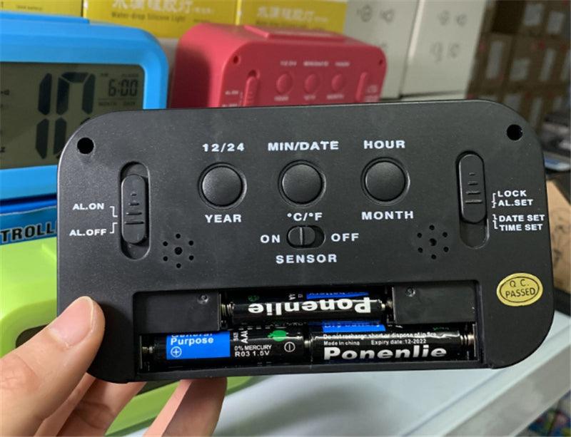 Time and Temperature Digital Table Snooze Alarm Clock LCD Display Bedside Alarm Clock with Snooze Backlight Night Light Date and Temperature Sleep Timer for for Heavy Sleepers Children Wake Up Kids Alarm Clock Night Light for Children Desk Clock