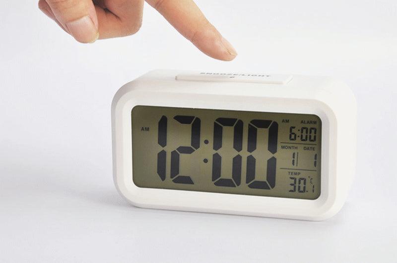 Time and Temperature Digital Table Snooze Alarm Clock LCD Display Bedside Alarm Clock with Snooze Backlight Night Light Date and Temperature Sleep Timer for for Heavy Sleepers Children Wake Up Kids Alarm Clock Night Light for Children Desk Clock