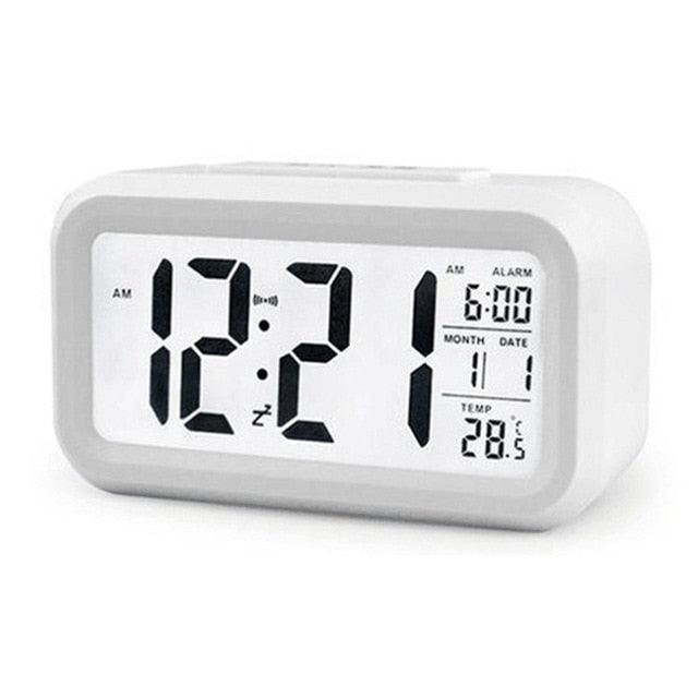 Time and Temperature Digital Table Snooze Alarm Clock LCD Display Bedside Alarm Clock with Snooze Backlight Night Light Date and Temperature Sleep Timer for for Heavy Sleepers Children Wake Up Kids Alarm Clock Night Light for Children Desk Clock